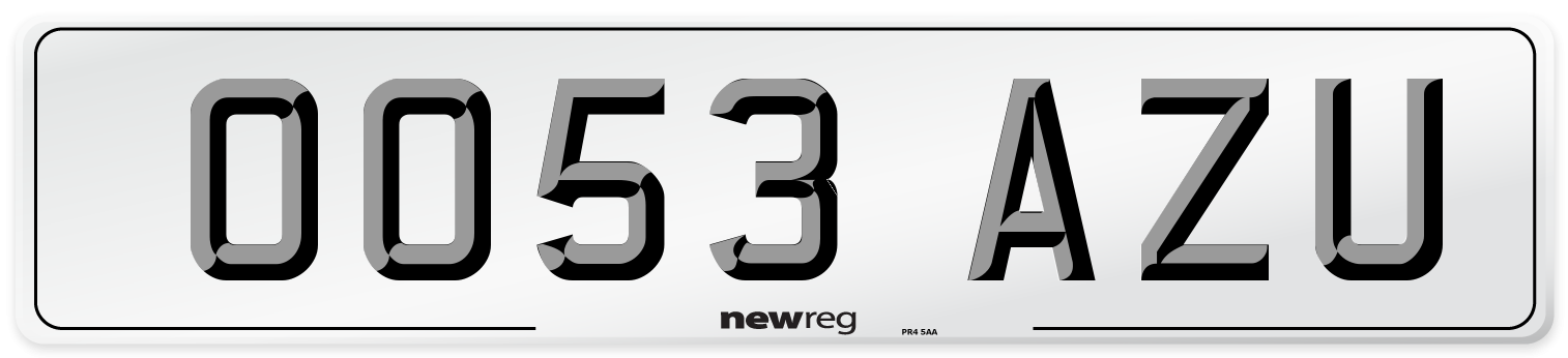 OO53 AZU Number Plate from New Reg